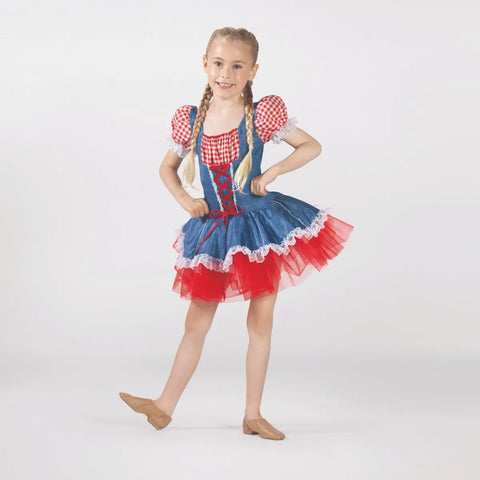 Gingham/Denim Tutu with Lacing Detail and Lace Trim | 1st Position 