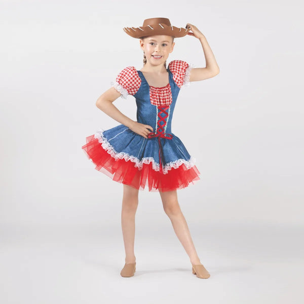 Gingham/Denim Tutu with Lacing Detail and Lace Trim | 1st Position 