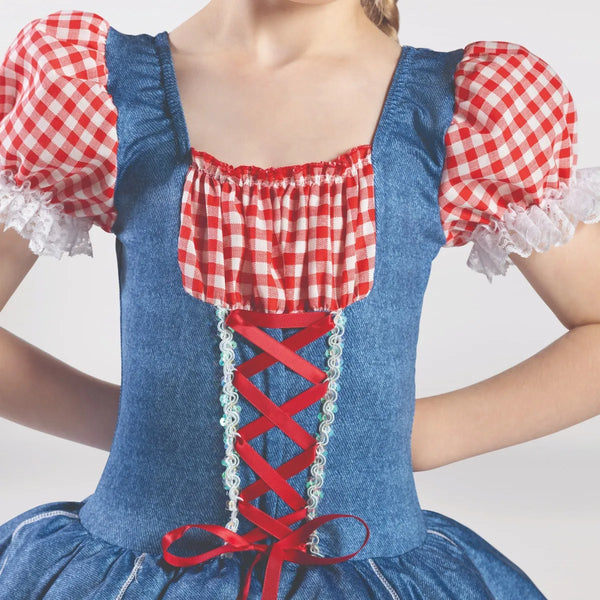 Gingham/Denim Tutu with Lacing Detail and Lace Trim | 1st Position 