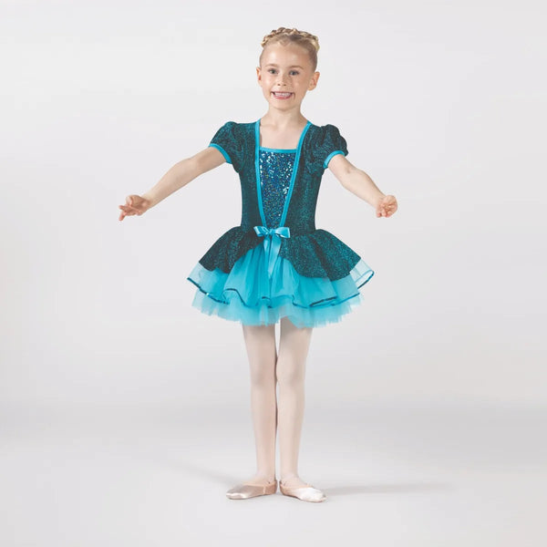 1st Position Shimmer Fabric Peplum Tutu with Sequin Panel | Dazzle Dancewear Ltd