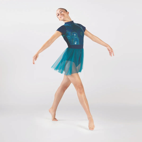 Sequinned Cap Sleeved Leotard with Skirt | 1st Position 