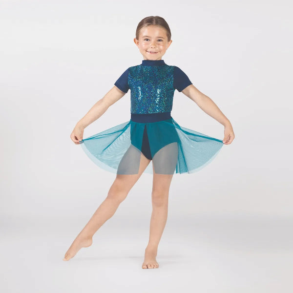 Sequinned Cap Sleeved Leotard with Skirt | 1st Position 