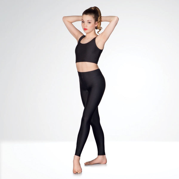 1st Position Black Cotton Elastane Dance Footless Tights - Dazzle Dancewear Ltd