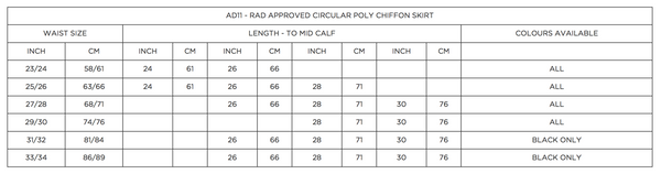 RAD Approved Circular Poly Chiffon Skirt - Dazzle Dancewear Ltd