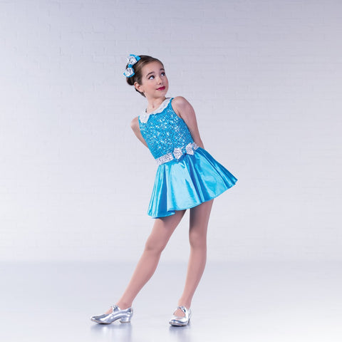 1st Position Blue Sequin Collar Glitz Costume - Dazzle Dancewear Ltd