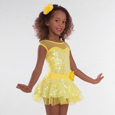 1st Position Yellow Sequin Glitz Dress - Dazzle Dancewear Ltd