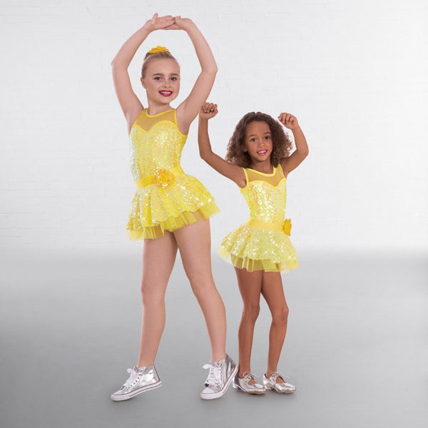 1st Position Yellow Sequin Glitz Dress - Dazzle Dancewear Ltd