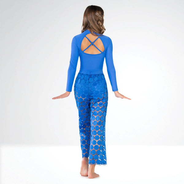 1st Position Wide Leg Lace Trousers with Matching Cross Back Biketard | Dazzle Dancewear