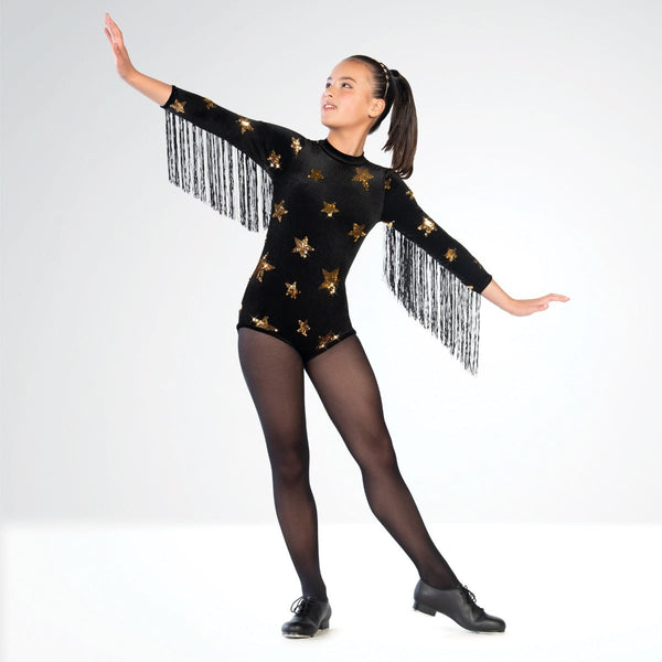 1st Position Showgirl Fringed Sequin Star Leotard | Dazzle Dancewear
