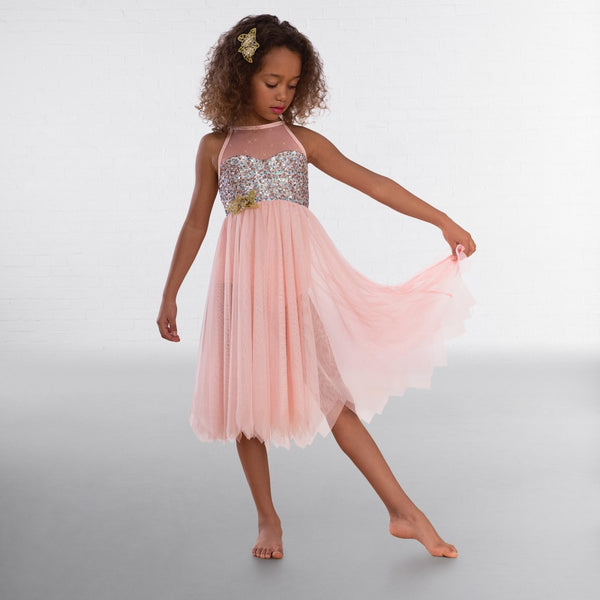 1st Position Pink High Neck Multi Sequin Lyrical Dress - Dazzle Dancewear Ltd