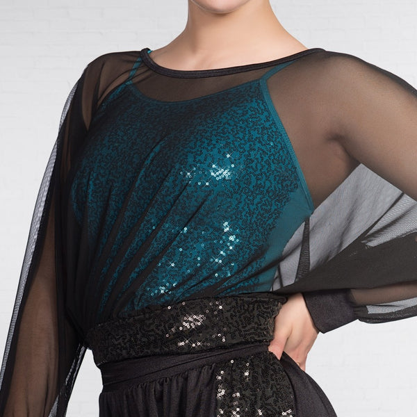 1st Position Mesh Over Top With Sequin Waistband - Dazzle Dancewear Ltd