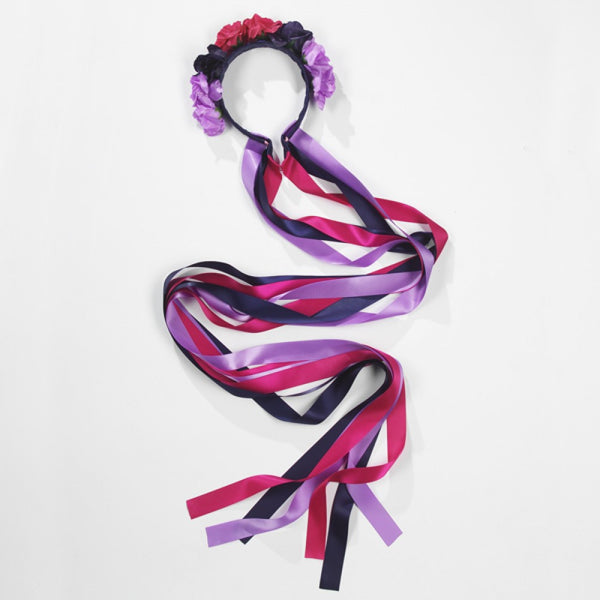 RAD Grade 3 Dark Floral Long Ribbon Headband - Dazzle Dancewear Ltd